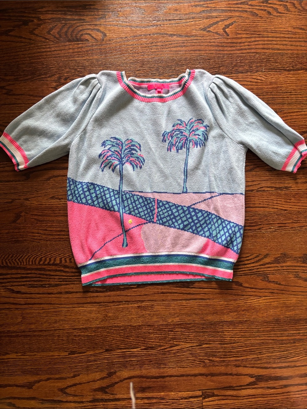 Lilly Pulitzer Ravello Blue Perfect Match Intarsia Vivie Sweater Top, Size L